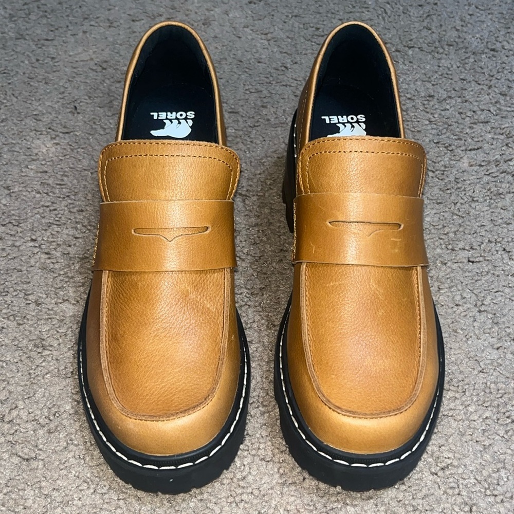 SOREL Joan Now City Loafer‎ Chunky Platform Canyon Gold Black 9 - Picture 3 of 9